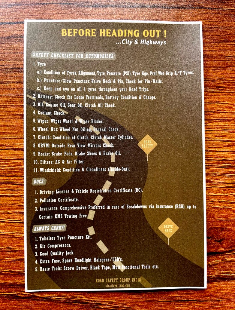 City & Highway, Cars DIY Checklist Sticker (19 Point Checklist Reminder for your Automobiles) before heading out...